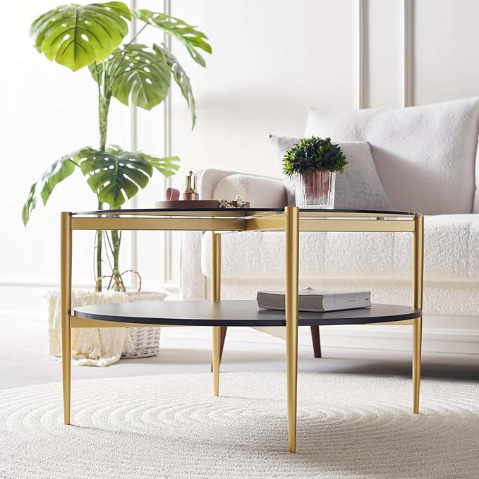 LumFurn Round Coffee Table for Living Room, Mid-Century Modern Design, D30 x H17