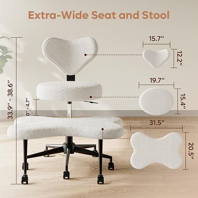 Pinmoco Ergonomic Cross Legged Chair, 360° Swivel Meditation Chair