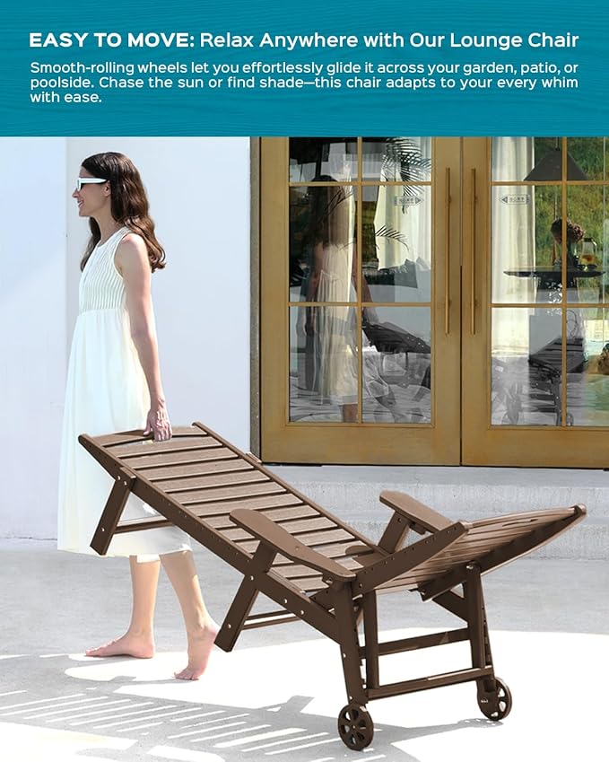 Ciokea Outdoor Chaise Lounge Chair Set of 2, Patio Lounge Chairs
