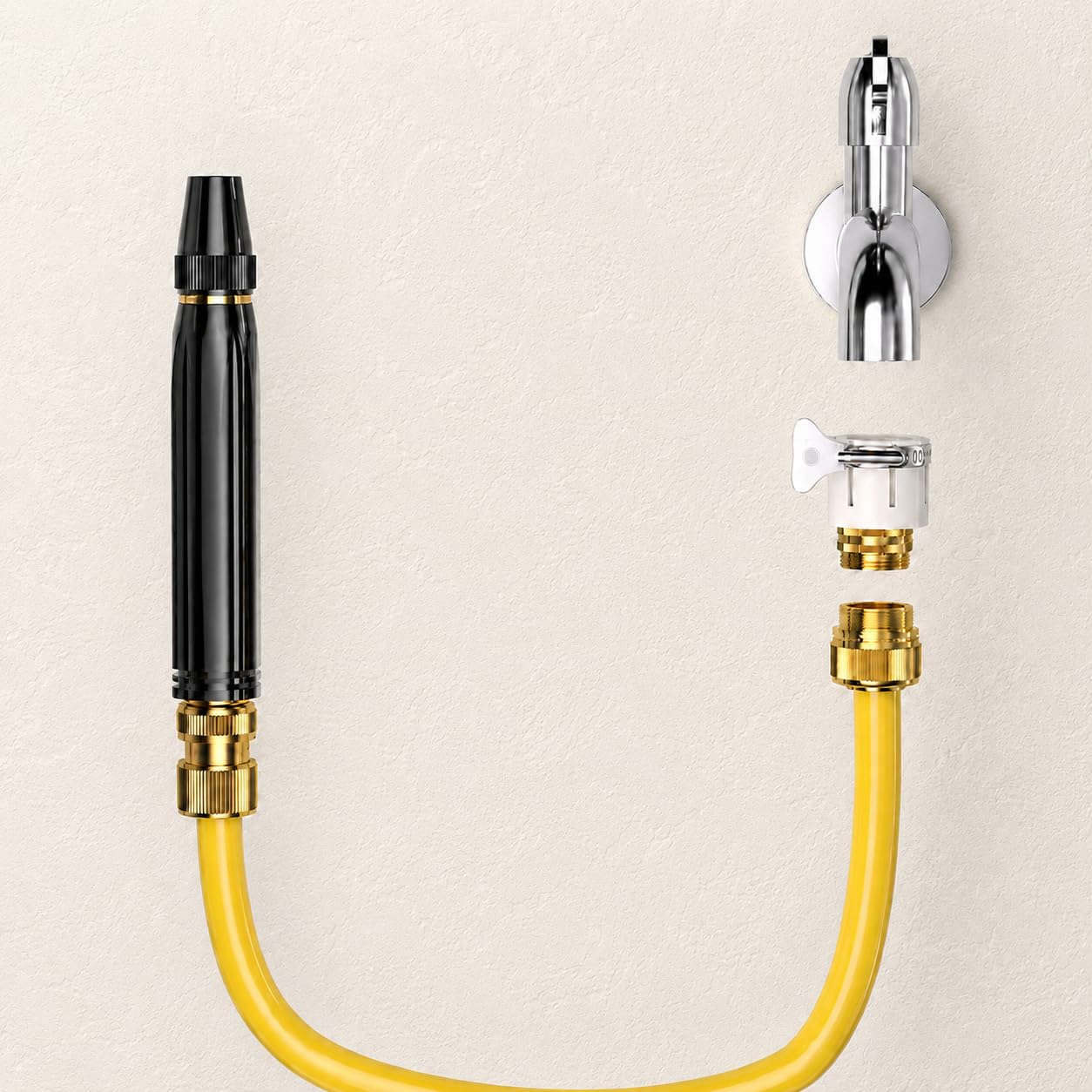 High Pressure Power Washer Nozzle with Metal Connector Set, Garden Hose Sprayer for Car Washing and Outdoor Cleaning, Sturdy Watering and Pressure Cleaning, Compatible with 1/2" Inner Diameter Hoses