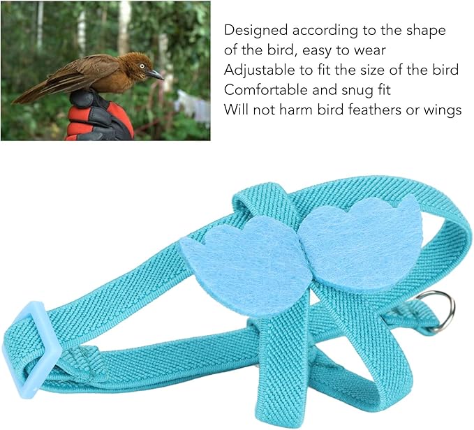 Pet Parrot Bird Harness Leash, Adjustable Parrot Nylon Leash Bird Flight Harness Vest, Bird Flying Clothes with Rope Parrot Flight Suit with Leash for Parakeets Cockatiels Conures Budgies(L)