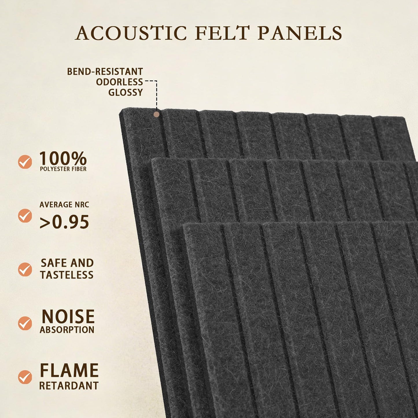 JBER Large Felt Bulletin Board 36" x 24" - 6 Pack Felt Wall Tiles, Cork Board Alternative to Use in Office & Home Decor, Classroom Decor, Vision Board to Display Your Photos(Black)
