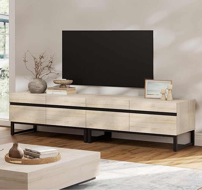 WAMPAT Modern TV Stand for 50-75 Inch TVs, Wood Entertainment Center