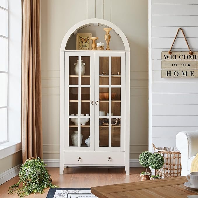 RowyPoey Farmhouse Arched Cabinet