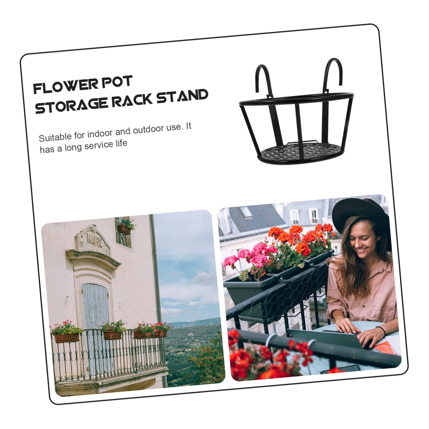 PRETYZOOM 2pcs Hanging Balcony Plant Rack Iron Flowerpot Holder Sturdy Succulent Stand for Outdoor Indoor Garden Patio Decoration