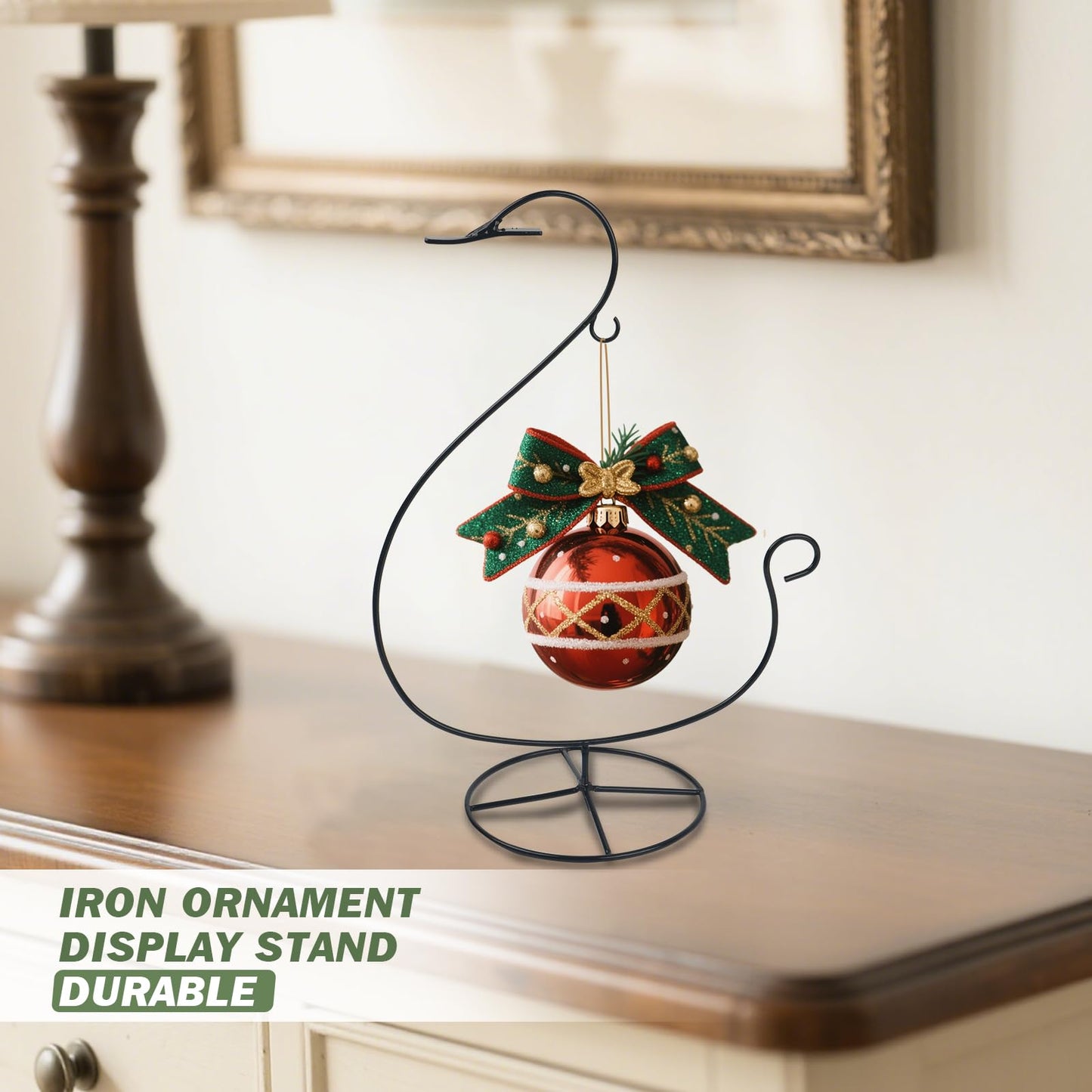Handbanary 12 Inch Ornament Display Stand, Air Plant Holder, Terrariums Hanger, Black Iron Wire Hanging Hook for Christmas Halloween Decor (Swan Shape 3 Pcs)