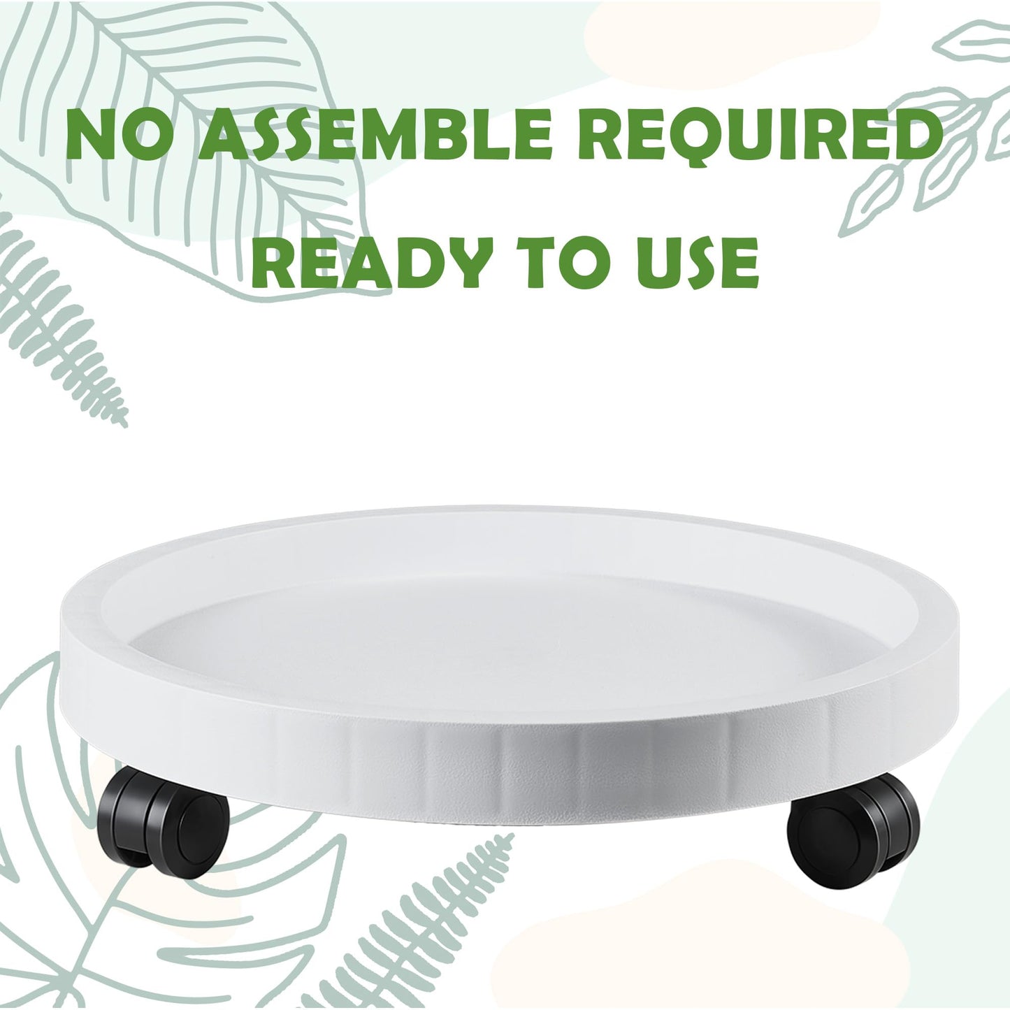 2 Pack of 12.6 Inch Planter Caddies Rolling Saucer Caddy with Wheels, Heavy Duty Wheeled Stand for Potted Plant, Round Coaster Roller Base Tray with Casters, Flower Pot Dolly Holder for Indoor Outdoor