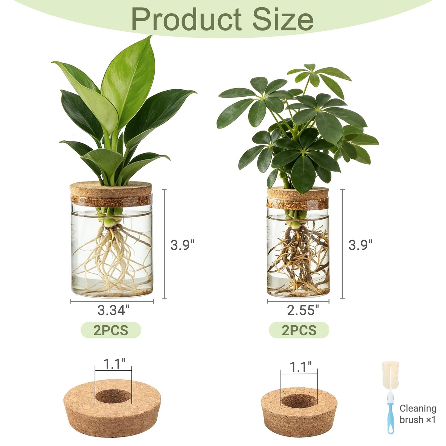 Dahey 4Pcs Glass Plant Propagation Stations Desktop Propagation Vases for Plants, 2 Large Planters Jars & 2 Small Pots Vases for Indoor Hydroponic Plant Cuttings, Living Room Home Office Bedroom Decor