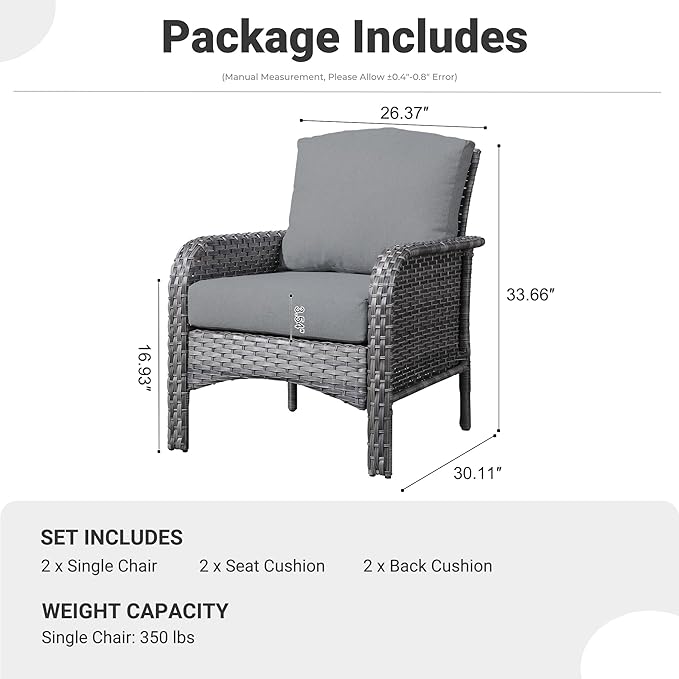 ovios 2-Piece Patio Furniture Set, Outdoor Wicker Sofa