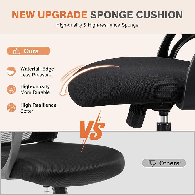 Sweetcrispy Office Computer Desk Chair, Ergonomic High-Back Mesh Rolling Work