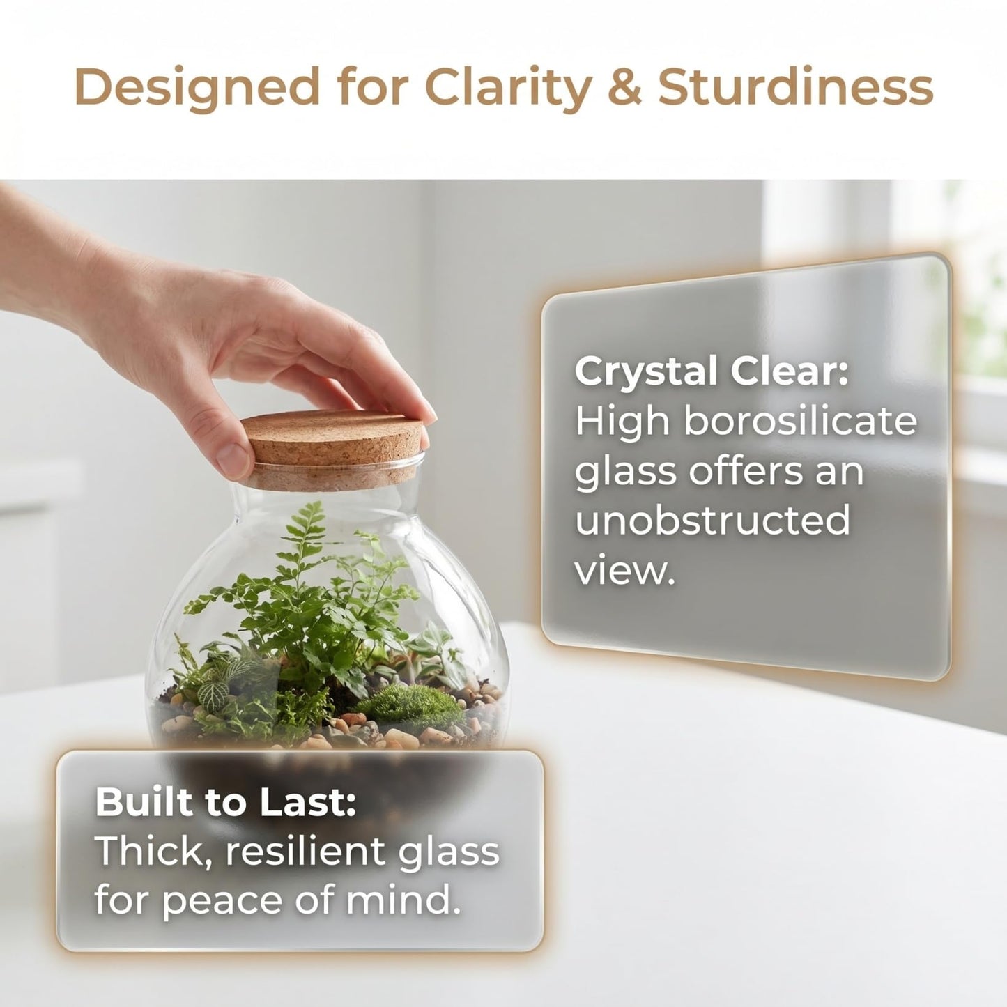 Alasum Glass Terrarium Bottle with Cork Lid 5.90X6.29X5.90In Round Jar for DIY Micro Landscape Fairy Garden Miniatures Home Decor and Kitchen Storage