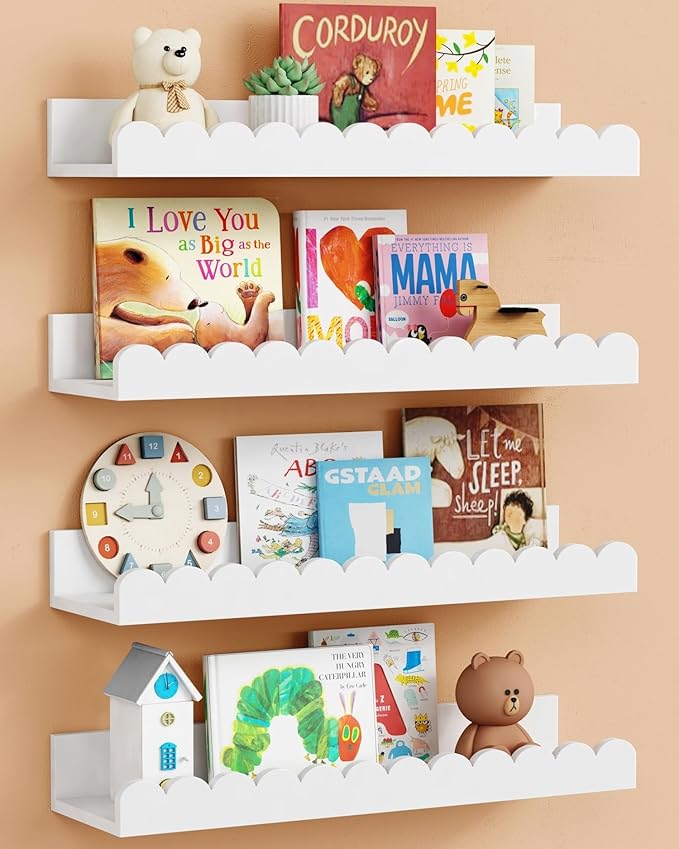 Harwaya Scalloped Nursery Floating Shelves