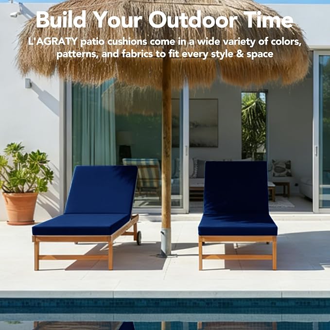 L'AGRATY Outdoor Lounge Chaise Cushion: 72x21x3 Inch Waterproof Lounge Chair