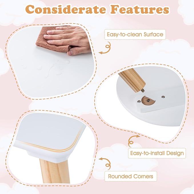 Costzon Kids Table and Chairs, Wooden Toddler Desk Set