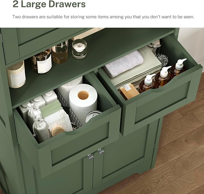 Iwell 58" H Tall Bathroom Storage Cabinet