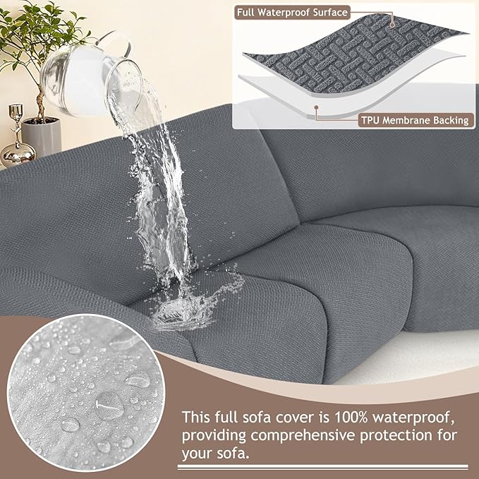 ALIECOM 100% Waterproof Recliner Sectional Couch Covers L Shape Stretch Corner