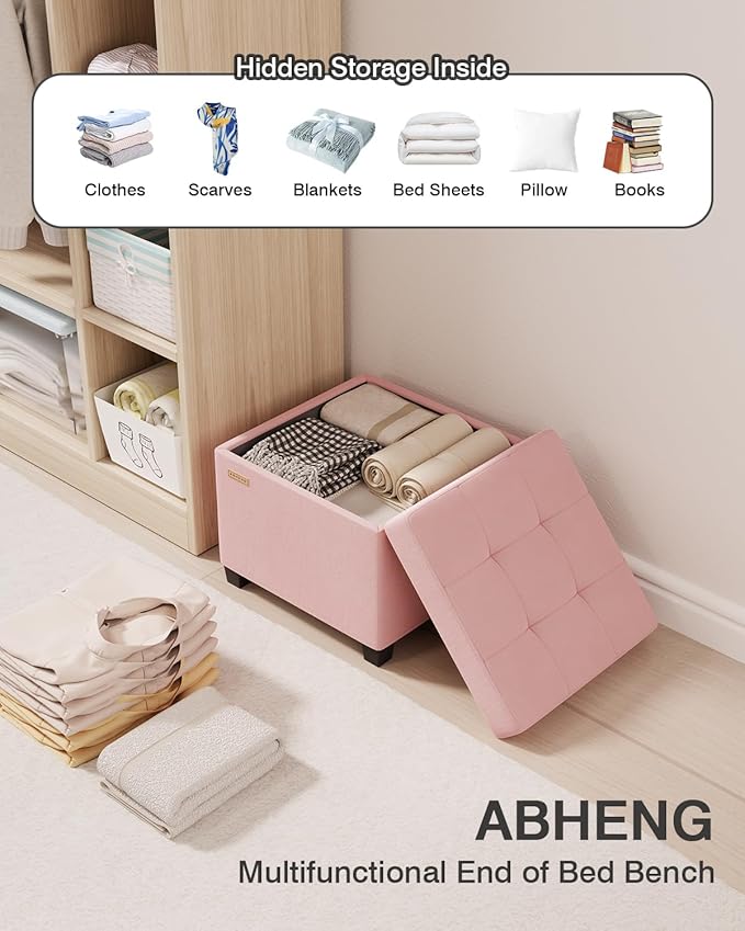 ABHENG 17.7 inches Velvet turfed Ottomans Cube