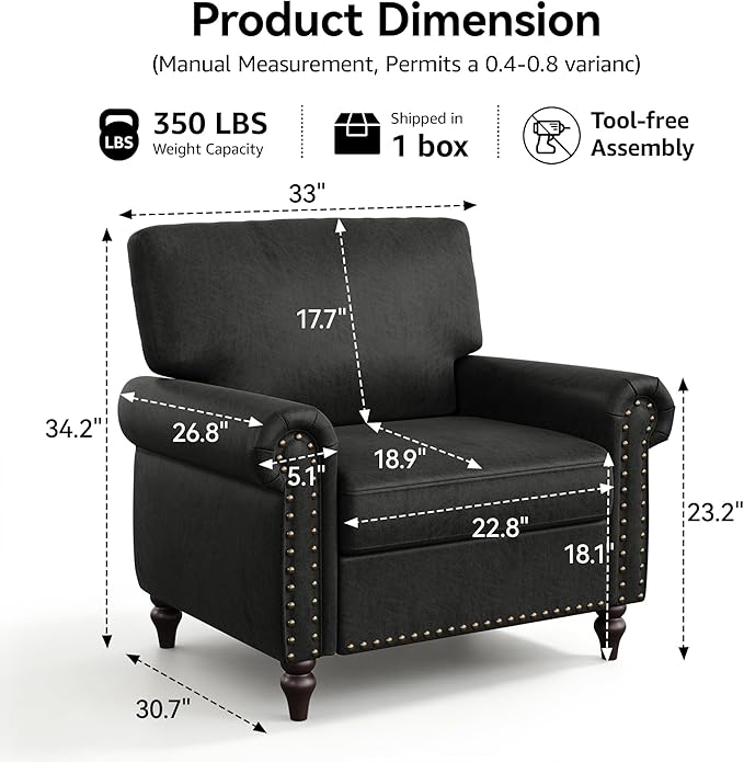 Nailhead Trim Accent Chair, Faux Leahter Mid Century Modern Living Room Arm