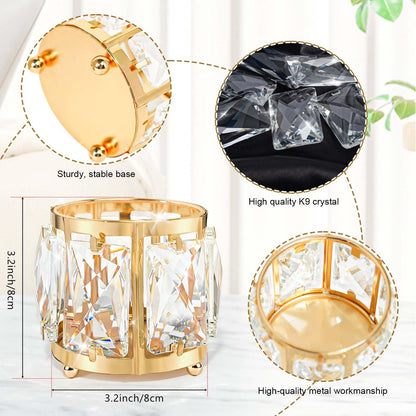 Kolnlala 6pcs Tabletop Tealight Crystal Candle holders3.5''x3.5'' Class Votive Holder Home Decoration,Table centerpieces/Wedding Decor,Gorgeous Gift,Tabletop/Centerpiece Votive Holder (French Gold)