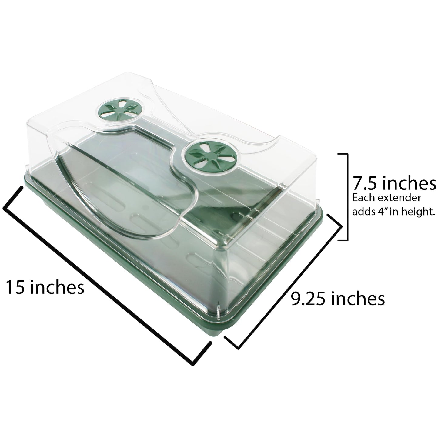 EarlyGrow 70738 Medium Domed Propagator, 15" x 9" x 7", Black/Dark Green