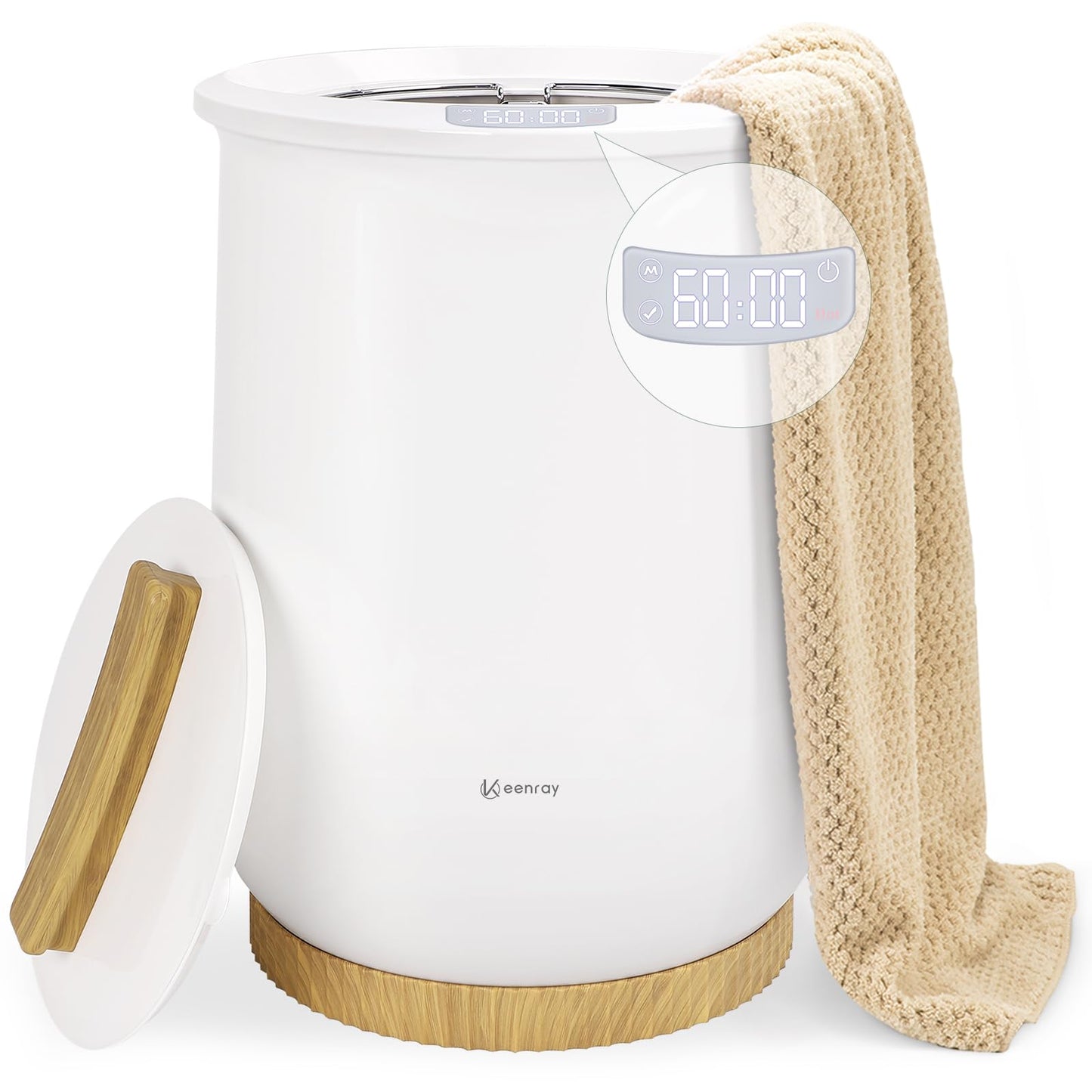 Keenray Upgraded Towel Warmer Bucket, Large Towel Warmer with 3 Heating Modes, Heat Time 30/45/60/90 Min Adjustable and Up to 24 Hour Delay Timer, Towel Heater for Oversize Bathrobes Blankets, CL1Plus