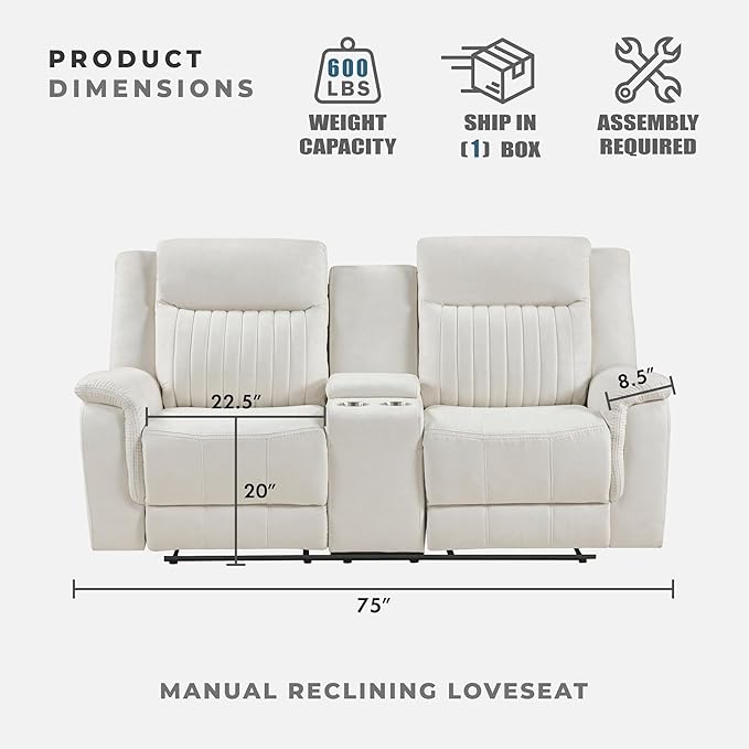 Lexicon Manual Double Reclining Loveseat, Polished Microfiber Manual Wall