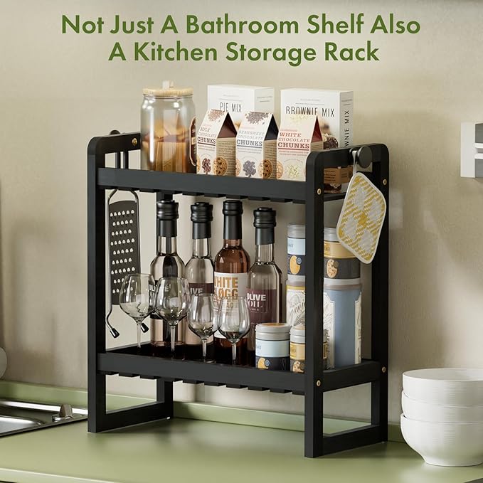 AmazerBath Bamboo Over The Toilet Storage Shelf