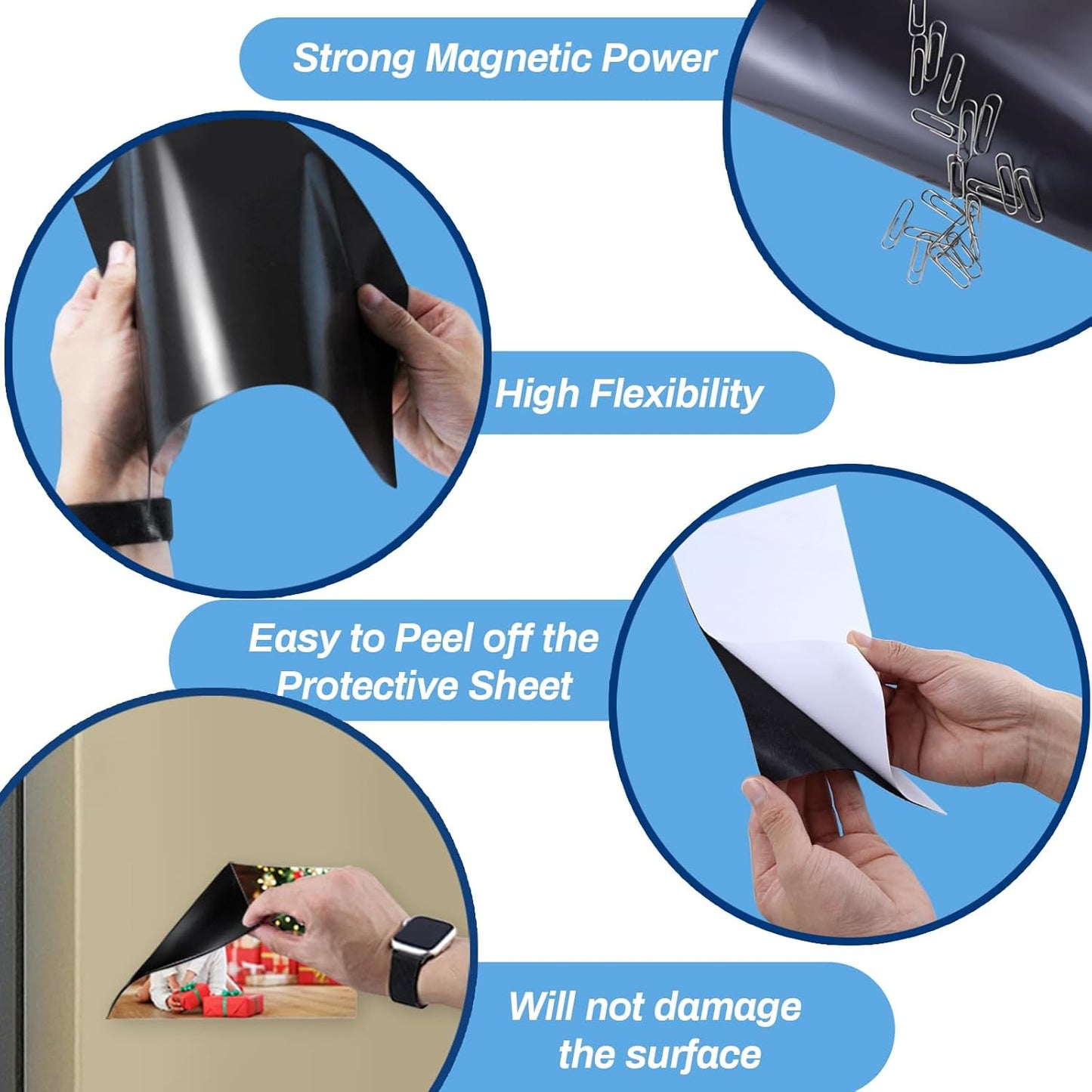 Magnet Sheets with Adhesive Backing,8.5" x 11"(Pack of 24),30 mil Thick Cuttable Flexible Magnetic Sheets for DIY Crafts,Photos,Letters and Stickers