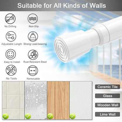 AIZESI Spring Tension Rods Adjustable Tension Curtain Rod Small Tension Rod No Drilling Expandable Spring Loaded Curtain Tension Rod（White,18" to 28"-6Pcs)