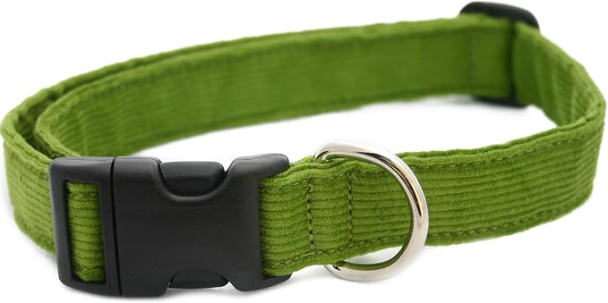 Hemp Corduroy Dog Collar - No Pattern (1/2" Extra Small, Avocado)