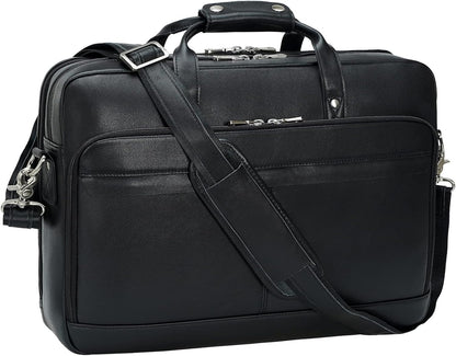Leather Briefcase for Men 17 Inch Laptop Crossbody Shoulder Messenger Bag Attache Case for Business Travel Work Lawyer