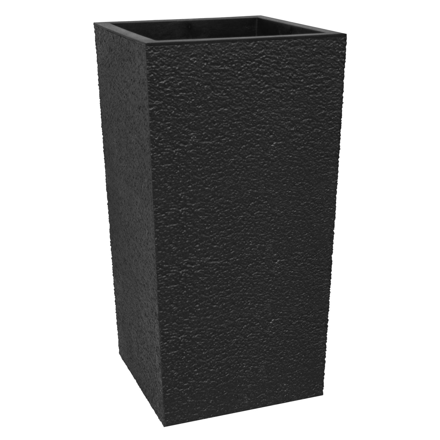Tierra Verde Indoor & Outdoor Self-Watering Square Planter, Citadel Stucco, 13.5" x 26", Black - Planting Containers for Plants and Flowers - Gardening and Landscaping Accessories