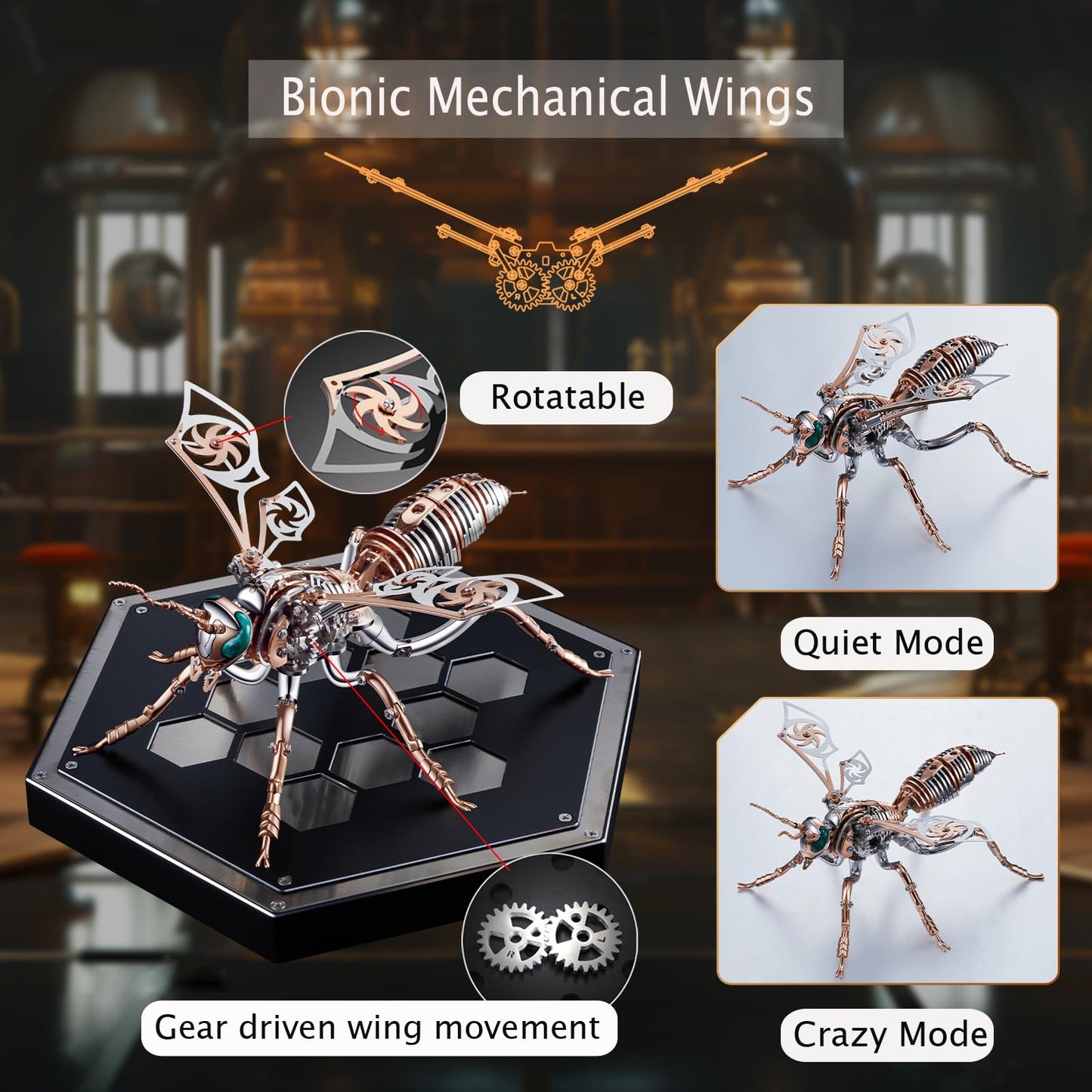3D Metal Wasp Puzzles for Adults Model Kits Mechanical Building Blocks Difficult DIY Assembly for Men