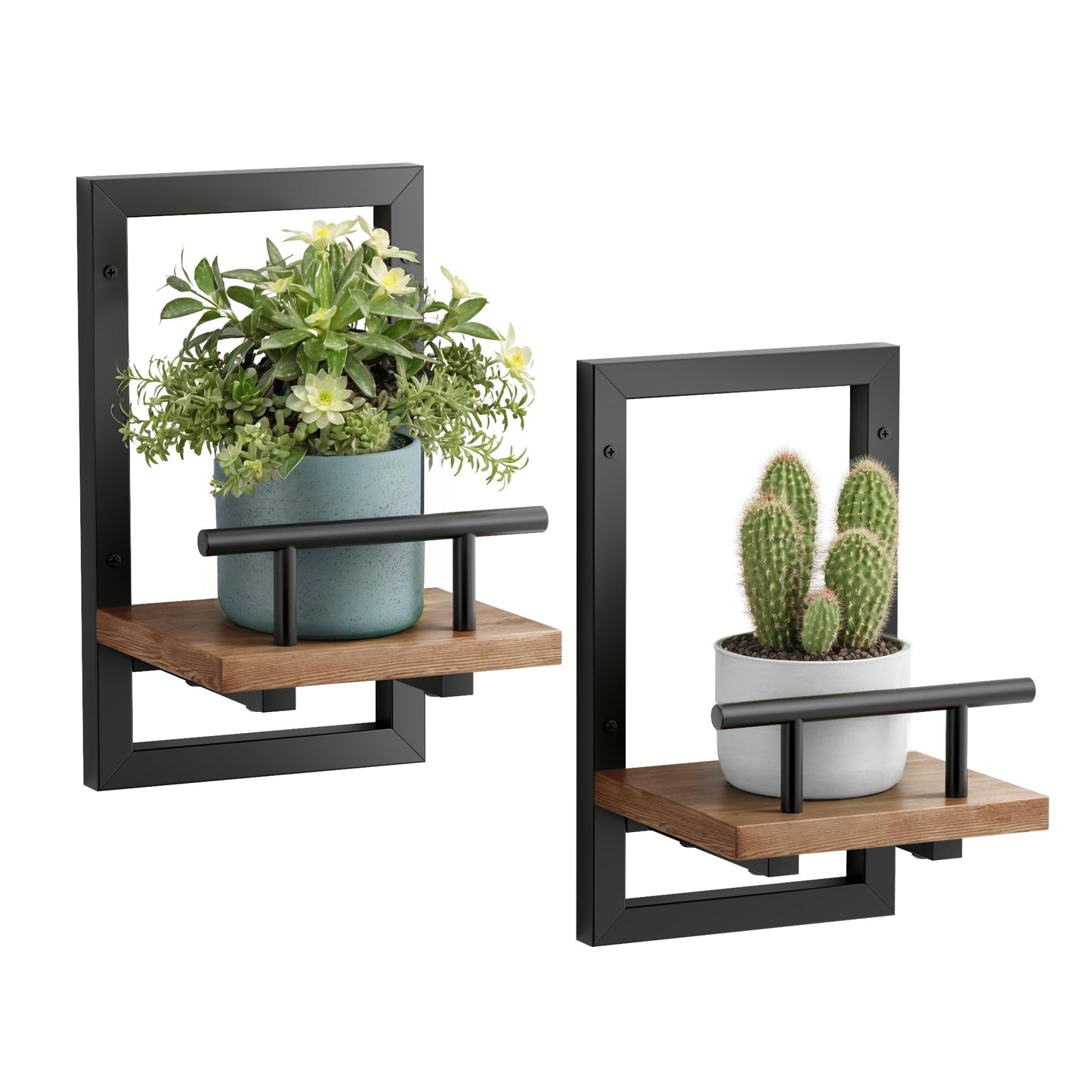 Sbosbo Floating Shelves for Wall, Plant Shelf Indoor, Wall Planters for Indoor Floating Plant Shelves for Bedroom, Living Room, Kitchen, Office, Bathroom Decor (2 Pack)