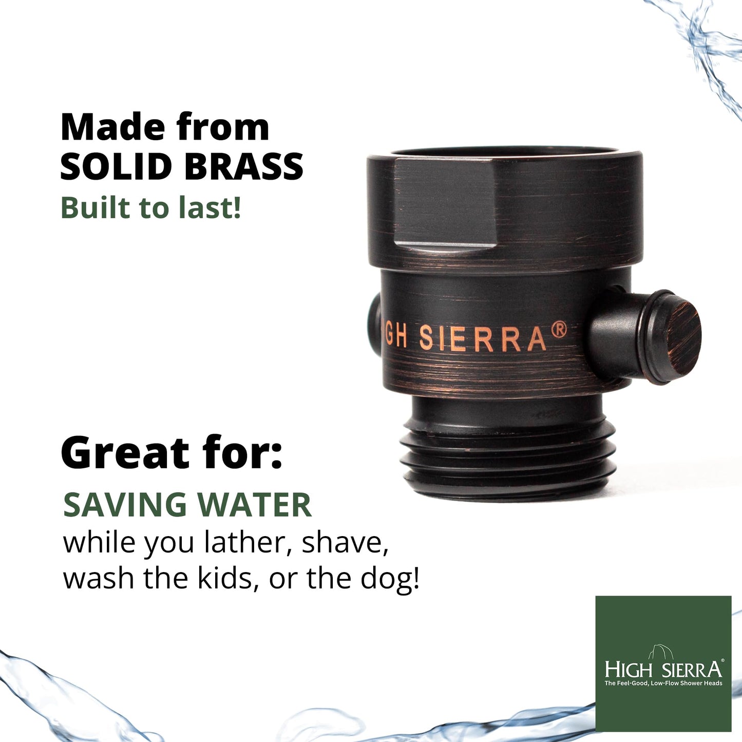 High Sierra® - All Lead-Free Brass Trickle Valve For Shower Heads. For Pause & Pressure Control. Easy To Push Button Reduces The Flow of Water or Shuts It Off to Just a Trickle - Oil Rubbed Bronze