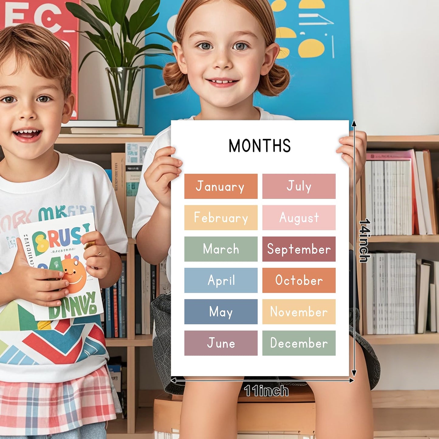 WINDVALE Educational Posters – Learning Posters for Toddlers, Preschool & Kindergarten – 6 Classroom Prints with Alphabet, Numbers, Colours, Days, Months & Shapes – Nursery & Homeschool Wall Decor