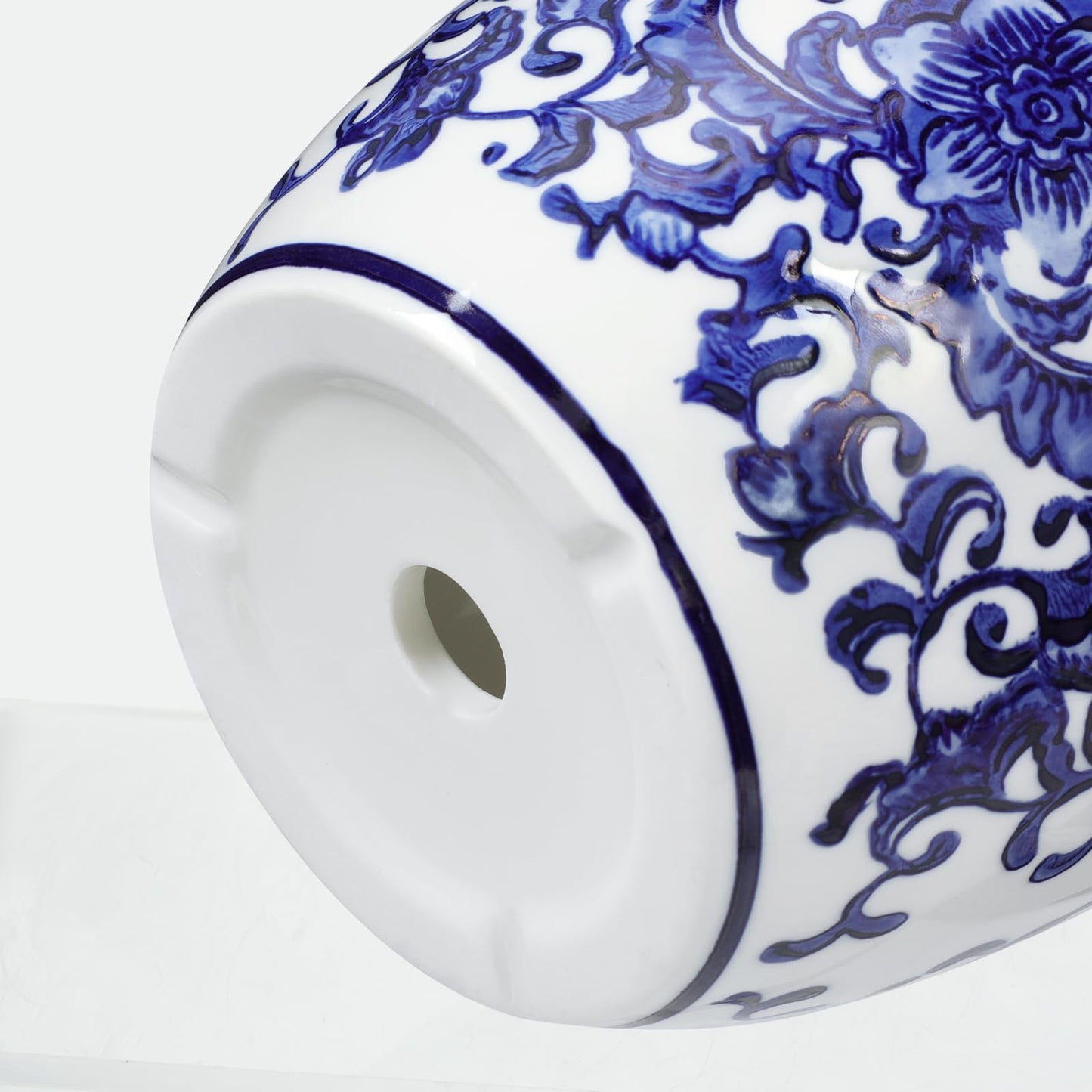 Set of 2 Ceramic Blue and White Plant Pots with Drainage Hole and Saucers, 4.3/5.5 Inches Ceramic Planters Round Flower Pots for Indoor Plants Succulent Cactus Orchid Flower, Indoor Outdoor Decor
