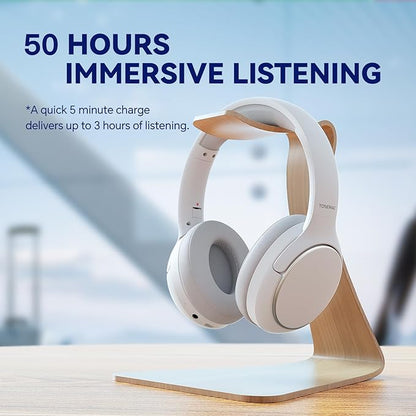 TONEMAC H2 Wireless Headphones,Over Ear Bluetooth Headphones,50H Playtime,Wireless Headset with Mic,Foldable Lightweight Bluetooth Headset with Deep Bass,HiFi Stereo Sound for Travel Work Smartphone