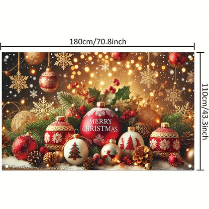 Tomhong Christmas Party Decoration 71x43 Inch Merry Christmas Ball Ornament Pine ConeSnowflake Gift Box Holly Bell Holiday Scene ndoor Outdoor Xmas Celebration Decor