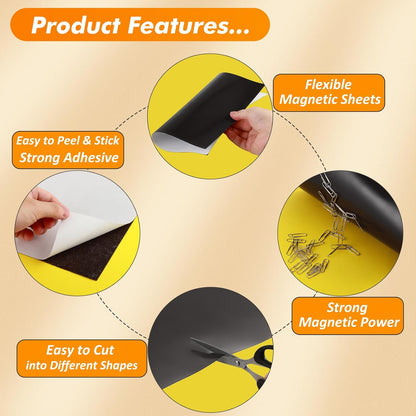 Adhesive Magnetic Sheets 8.5 x 11 Inch, 40 Packs Magnetic Sheets with Adhesive Backing - 0.5mm Thickness Flexible Magnet Sheets for Dies Storage, Craft Projects, Photos, School, Office