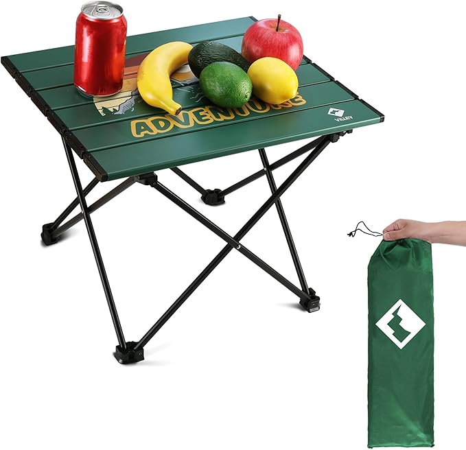 VILLEY Portable Camping Side Table, Ultralight Aluminum Folding Table