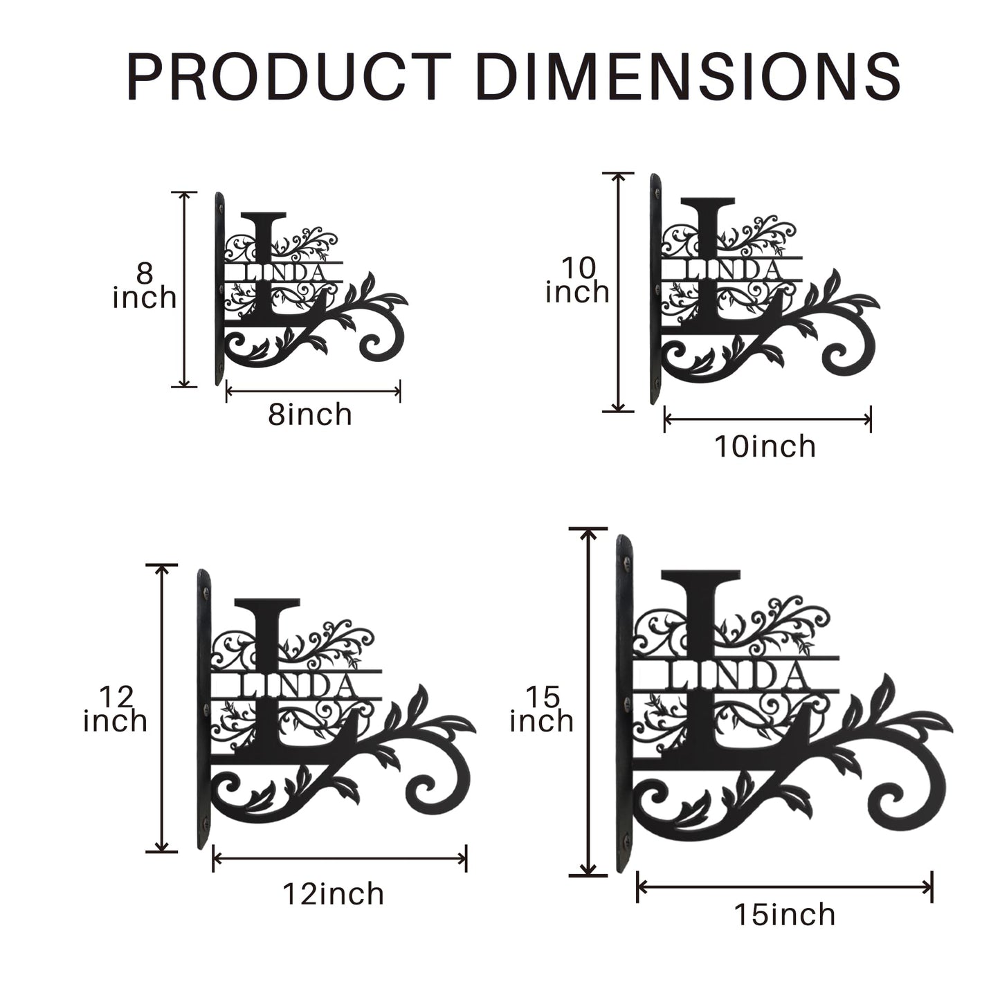 YCHARTSIGN Personalized Metal Plant Hanger Outdoor and Indoor Decor, Custom Hanging Plants Bracket, Plant Hooks for Bird Feeder, Wind Chime, Flower Baskets, Hanging Plant Hooks (Last Name)