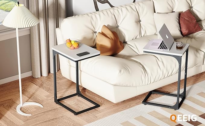 QEEIG C Table Side Table Set of 2 Living Room Sets C Shaped Couch Tray End