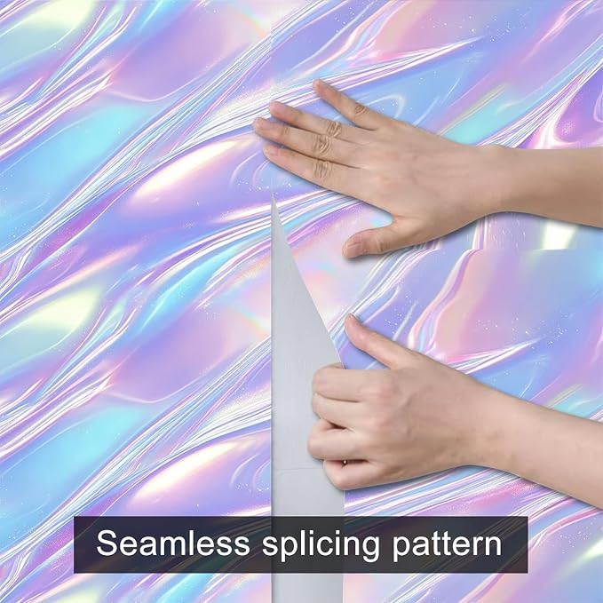 HOMETITUTE Pastel Iridescent Flow Wave Wallpaper Peel and Stick Contact Paper