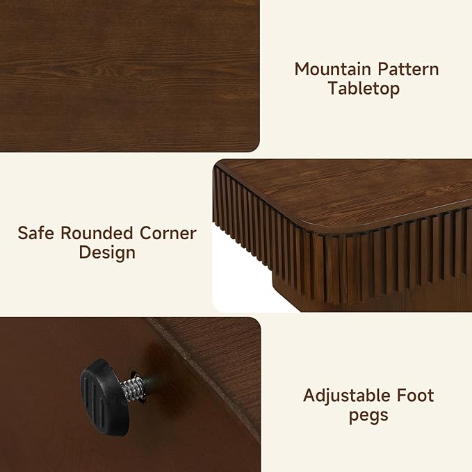 Lift Top Coffee Table for Living Room, Rectangle Handmade Solid Wood Strips