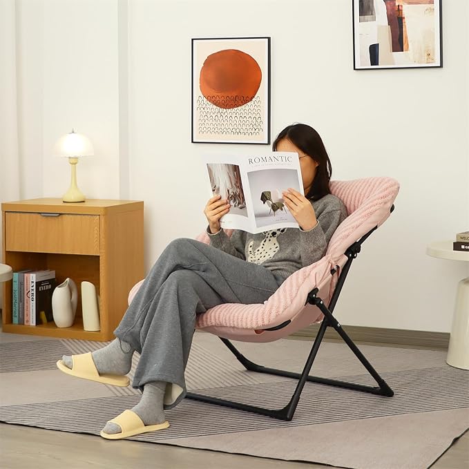 Comfy Saucer Chair for Adults, Soft Faux Fur Bedroom Chair, Accent Dorm Chairs