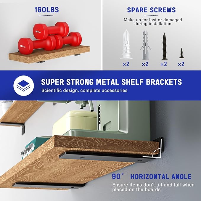 Goovilla Shelf Bracket, Heavy Duty Floating Shelf Brackets 12 inch Long