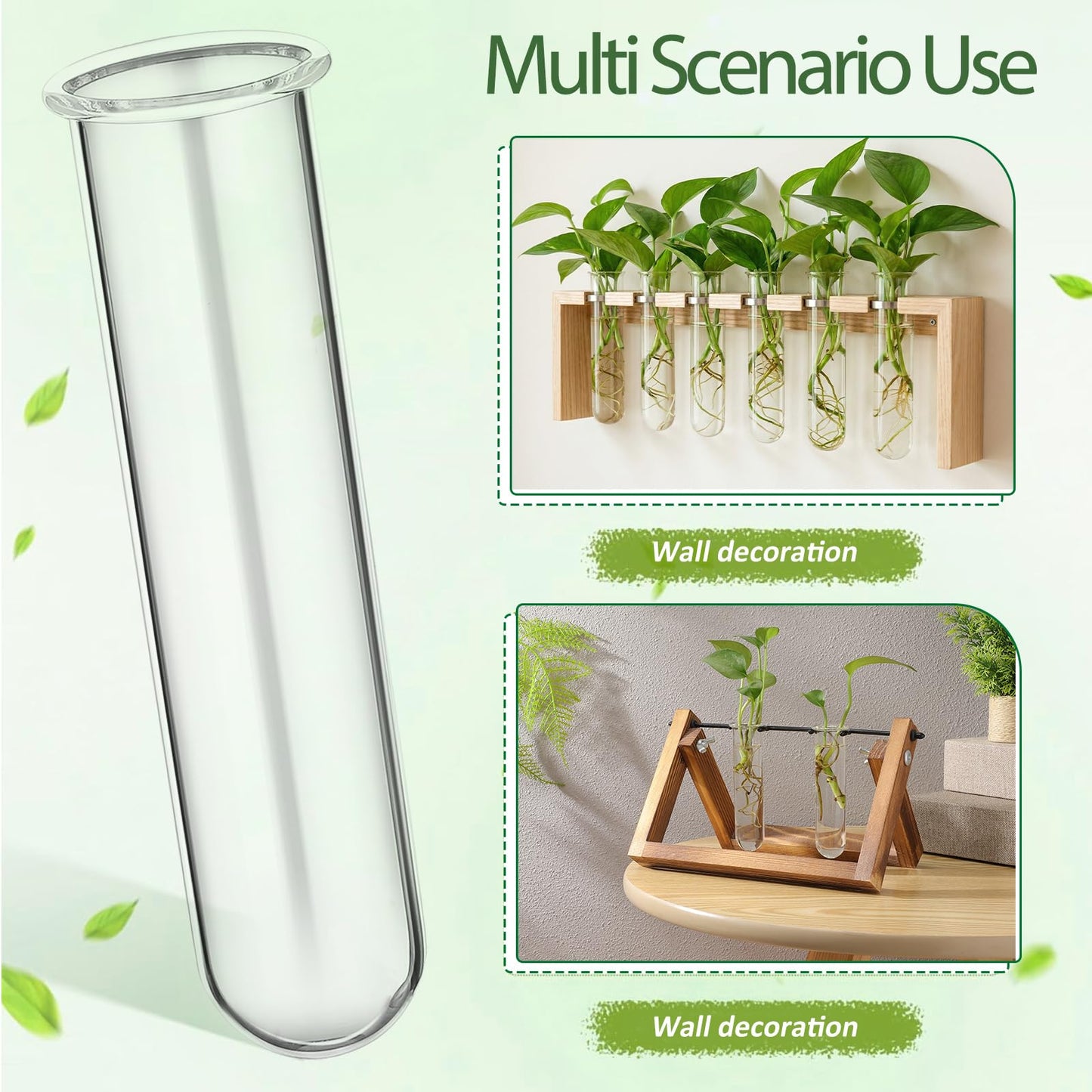 SOLUSTRE 5pcs Glass Test Tube Plant Propagation Vase Set 2.5x3x11cm Floral Tubes Hydroponic Water Culture Station for Small Terrarium Plants and Home Décor