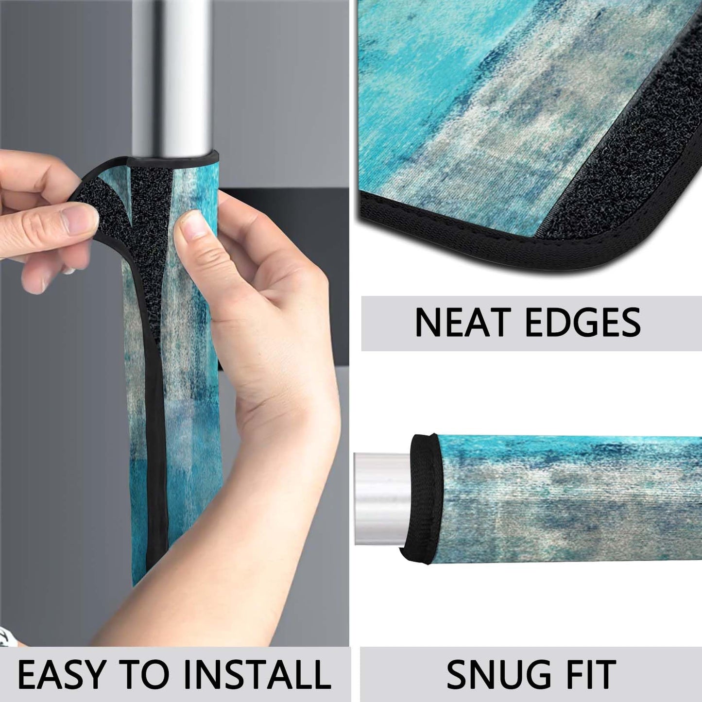 MCALK 4 Pc Turquoise Kitchen Handle Covers Set, Turquoise Refrigerator & Teal Microwave Handle Covers, Suitable for Ovens and Dishwashers, Washable, Durable, Anti-Slip, Abstract Art Decor