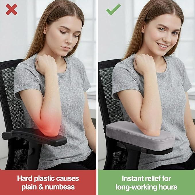 Smiry Ergonomic Office Chair Armrest Pads, Memory Foam Arm Rest Covers